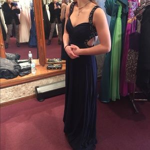 Navy blue floor length dress